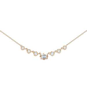 Emerald Round Cut Lab Grown Diamond Classic <b>Necklace</b> Mixed Shape 7 Stones Multi Cluster Cable Chain Custom 14K Gold Manufacturer - Product Image 5