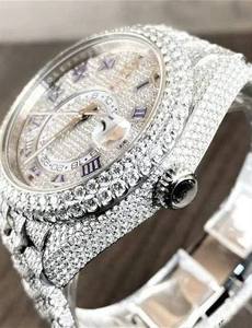 Reloj BOJ R.O.L.E.X.036 con Números Romanos, Moissanita Completa, de Lujo, Cuarzo Analógico, Acero, 41MM, 3BAR Resistente al Agua, Estilo Hip Hop para Hombre - Product Image 3