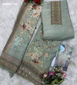 New Arrival Top Quality Ocassional Wear Viscose Maslin with Printed & Hand-work Salwaar-Suit Set Manufacturer from Surat - Product Image 6