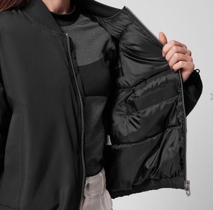 <b>Women</b>’s Casual <b>Lightweight</b> <b>Bomber</b> <b>Jacket</b> with Ribbed Collar, Full Zip Closure, Elastic Cuffs and Waist, Fashion Outerwear - Product Image 4