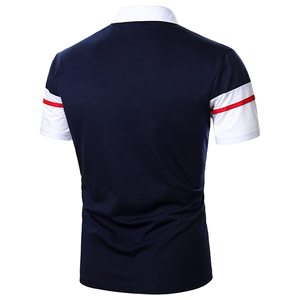 Polo de punto de manga corta con bloques de color blanco para hombre, estilo casual, MOQ bajo, camisetas polo para hombre, ropa de hombre - Product Image 3