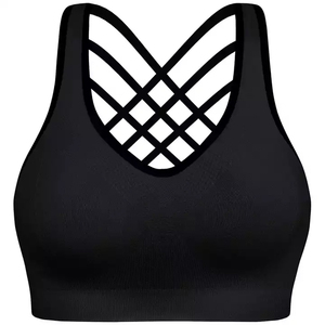 Strappy Back <b>Cross</b> Sports Bra Seamless Padded Gym <b>Top</b> Yoga Bralette High-Impact Activewear Wholesale Breathable Fitness Gear - Product Image 1