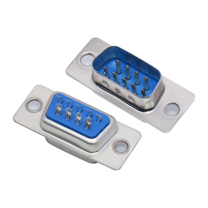 Mâle/Femelle Bleu Droit DB9 D-Sub PCB Mount RS232 Serial Port Connector Socket avec Vis Ecrous pour Composants Électroniques - Product Image 3