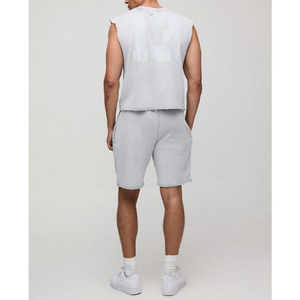 Ensemble de shorts en coton éponge de haute qualité pour hommes, sur mesure, 2 pièces, t-shirt sans manches et short de survêtement, style streetwear, idéal pour l'été - Product Image 2
