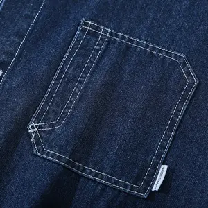 Chemise à manches courtes en denim bleu pour homme, coupe classique, style décontracté, légère, séchage rapide, idéale pour le quotidien - Product Image 6