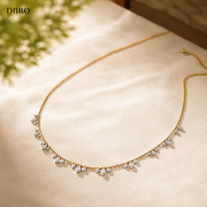 Collar de Diamantes en Forma de Lágrima, Oro Amarillo Vermeil de 14K, Joyería de Lujo para Boda, Collar Elegante con Moissanita Redonda - Product Image 6
