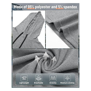 เสื้อฮู้ดแขนสั้นสำหรับผู้ชายไซส์ใหญ่และสูง เสื้อออกกำลังกายน้ำหนักเบา เสื้อสเวตเชิ้ตแบบสวมลำลองสำหรับวิ่งและออกกำลังกายในยิม - Product Image 5