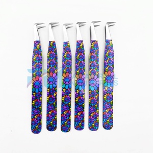 Pince à cils RMI en gros, la plus vendue, en acier inoxydable massif, avec grip diamanté, finition miroir, revêtement papier argenté pour cils - Product Image 2