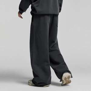 Heavyweight Acid Wash Flare Sweatpants Elastic Waist Distressed Bottom Flared Screen Print Design Long <b>Drawstring</b> Men <b>Trousers</b> - Product Image 6