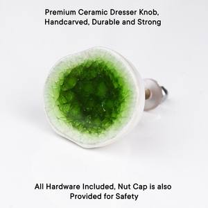 Pomo Redondo de Cerámica para Mueble, Diseño de Cristal Geode Verde, Tirador Contemporáneo para Cajón, Duradero - Product Image 3