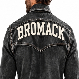 BROMACK INTERNATIONAL <b>Men</b> <b>Denim</b> <b>Shirt</b> Vintage Style Stripes Autumn Long Sleeve Button Front Chest Pocket Casual Workwear - Product Image 4