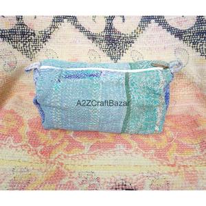 100% Pure Cotton Kantha Fabric Tassel Pattern Zipper Closure Eco-Friendly Durable Lightweight Reusable Vintage Soft Handle <b>Case</b> - Product Image 6