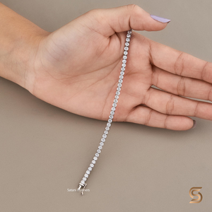 Pulsera de tenis de moissanita de 3 mm |   Corte Redondo, Color D, VVS1 |   Pulsera de Plata de Ley 925 con Aspecto de Diamante |   Joyería de Tenis de Lujo para Regalo - Product Image 4