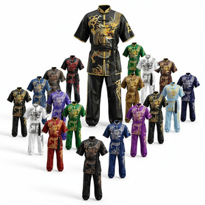Conjunto de Uniforme de Artes Marciales de Kung Fu para Hombre y Mujer, Personalizado con Bordado a Mano, Traje de Karate de Manga Corta para Entrenamiento - Product Image 1