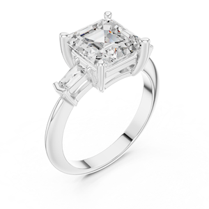 แหวนหมั้นดีไซน์เนอร์ทองคำขาว 14K ประดับเพชรทรง Asscher และทรง Emerald คัต เพชรเลี้ยงในห้องปฏิบัติการ สำหรับผู้หญิง - Product Image 5