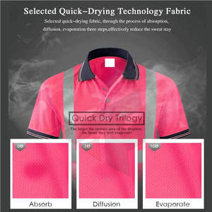 Camiseta Polo de Seguridad de Manga Corta de Alta Visibilidad de Poliéster, Ropa de Trabajo Transpirable con Bolsillo y Diseño Reflectante - Product Image 3