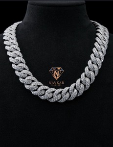 Collar de Cadena Cubana con Diamantes Moissanite VVS, Plata de Ley 925, Joyería Hip Hop para Hombres y Mujeres, Disponible para la Venta - Product Image 1