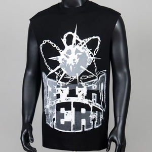 T-shirt sans manches rétro pour homme – Nouvelle collection d'été tendance, décontracté, ample, pour le sport, le fitness, le basketball – Vente en gros, personnalisable - Product Image 2