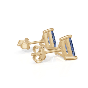 Yellow Plated Sterling Silver Trillion Cut Prong <b>Blue</b> <b>Sapphire</b> Stud <b>Earrings</b> Classic Women's Jewelry 1.5g Heerani Jewels - Product Image 3