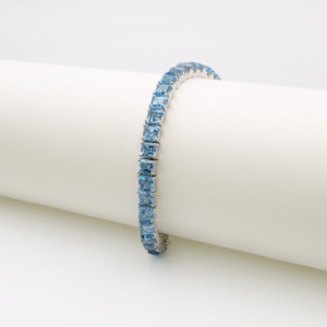 Pulsera de Lujo de Plata de Ley 925 con Topacio Azul Natural, Chapada en Rodio, para Regalo y Fiesta - Product Image 4