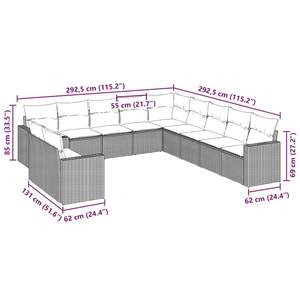 Conjunto de Sofá de Jardín de Ratán PE Negro con Patas Ajustables Grandes, Muebles de Exterior Cómodos y Elegantes - Product Image 3