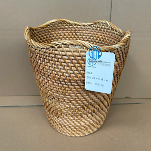 Tall Woven Rattan <b>Storage</b> <b>Basket</b> Bins Oval Shape Handwoven Natural Weave Eco Friendly Organizer <b>Basket</b> Wholesale Bulk Supplier - Product Image 1