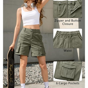 Pantalones cortos de mujer con logotipo personalizado de algodón grueso suave con bolsillos alta calidad desgaste perfecto cargo Mujer corto - Product Image 2