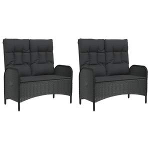 Conjunto de Jardín de Cinco Piezas en Poliratán Negro con Cojines, Muebles de Exterior de Estilo Contemporáneo, Resistentes a la Intemperie, para Patio - Product Image 6