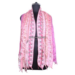 Écharpe vintage en soie à 10 bandes Patti pour filles SC043 – Stole tendance avec patchs de sari indien, écharpe réversible colorée - Product Image 5