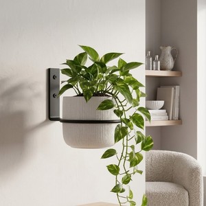 Pots de fleurs modernes en fer, revêtement poudré blanc, ronds, résistants à la rouille, légers, grands, pour jardin intérieur/extérieur - Product Image 2