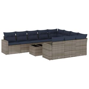 Juego de sofás de patio de ratán sintético gris de 11 piezas con cojines, solo para EE. UU., muebles de exterior - Product Image 2