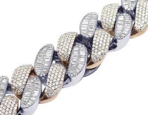 Men's Rhodium Plated 925 Silver Chain Bracelet Round Brilliant Cut Diamond Micro Pave Hiphop Style Everyday Wear - Product Image 3