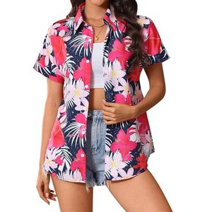 Hawaiian Shirt for Women Tropical Printed Button Down Shirts Short Sleeve Luau Aloha Cruise Holiday Floral Hawaii Shirts - Product Image 1