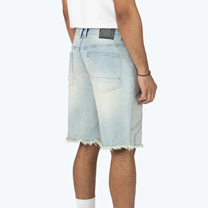Wholesale Custom High Waist Light Wash Summer <b>Overalls</b> Style Regular Fit Casual Denim Shorts for Men New Style Solid Color - Product Image 2