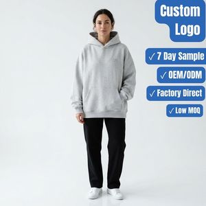 Sweat à capuche épais en molleton pour femme avec intérieur brossé 100 % coton brodé – Vêtements décontractés OEM – Usine de confection - Product Image 1