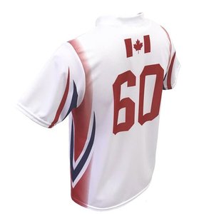 Camiseta Deportiva de Voleibol de Poliéster con Cuello en V, Blanca y Roja, Sublimada, de Secado Rápido, Personalizable, para Equipos, de Alto Rendimiento - Product Image 2