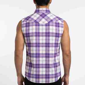 Chemises décontractées classiques pour hommes, chemise en flanelle de coton unie, design de doublure emblématique, coupe ajustée, élégance moderne, chemise sans manches pour hommes pour l'été - Product Image 2