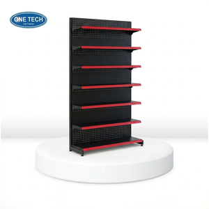 One Tech Durable 7 Layer Single Side Perforated <b>Wall</b> Rack Powder Coated Iron Anti Rust Skid Proof Supermarket Multipurpose Mart - Product Image 1