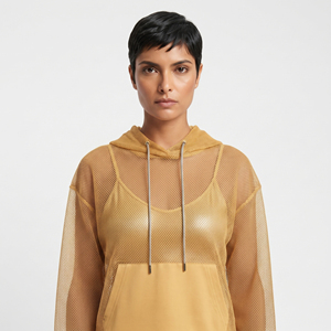 Sudadera con capucha de malla transparente con hombros caídos para mujer, ideal para verano y discoteca - Product Image 4