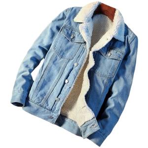 Winter Thickened <b>Denim</b> Jacket Men's Baseball Uniform Fashion Brand Men's Clothing Autumn Boys Winter Berber Fleece <b>Coats</b> - Product Image 3