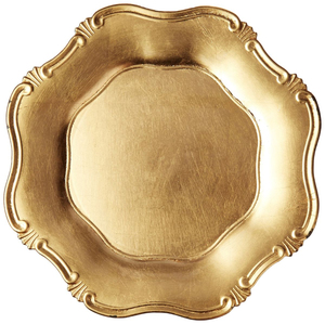 Assiette de présentation ronde en métal doré martelé au design épuré pour la maison, les mariages et les événements, vaisselle et assiettes - Product Image 3