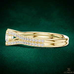 Anillo de Compromiso de Moissanita con Corte Redondo en Oro de 9K, 10K, 14K y 18K Personalizado, Certificado por IGI, Anillo de Boda con Pavé para Mujer - Product Image 2