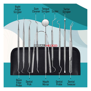 Kit professionnel d'élimination manuelle de la plaque dentaire en acier inoxydable allemand, 10 pièces, pour le nettoyage des dents et l'élimination du tartre - Product Image 5