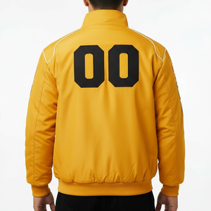 เสื้อแจ็คเก็ตแข่งรถแบบกำหนดเองสำหรับผู้ชาย รับทำโลโก้ OEM สไตล์สปอร์ต ผู้ผลิตเสื้อแจ็คเก็ตบอมเบอร์ - Product Image 2