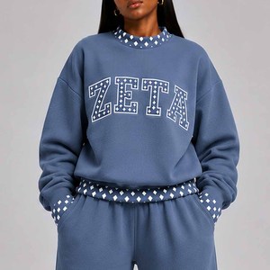 Zeta Factory <b>Mock</b> <b>Neck</b> Sweatshirt Women Men Ladies Unisex Custom Brand Polka Dot Gingham Patch Pullover - Product Image 2