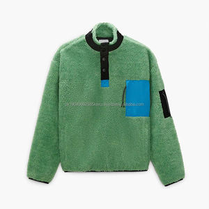 Oem 100% Poliéster Satén Bolsillo Peso Pesado Sudadera Botón Contraste Tapeta Pullover Sudaderas de lana de gran tamaño - Product Image 5