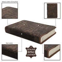 Cuaderno de bocetos hecho a mano de 9x7 pulgadas B5, diario de viaje vintage retro, encuadernado en cuero con costuras a caballete, papel para acuarela, tapa dura.