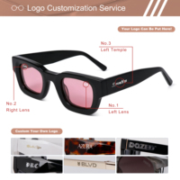 Lunettes de soleil polarisées rectangulaires épaisses pour hommes et femmes, monture rétro en acétate, branches larges, vente en gros