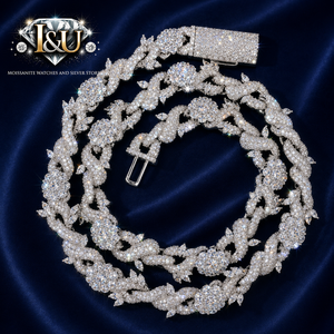 Ensemble collier et bracelet maille cubaine en argent 925 plaqué rhodium, moissanite haute qualité effet glacé, 18 mm, unisexe, bijoux hip-hop pour mariage - Product Image 3