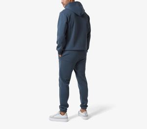 Survêtement à capuche uni pour homme, vêtement de sport respirant à séchage rapide, en molleton de polyester et coton de poids moyen, avec taille élastique et poignets côtelés - Product Image 4